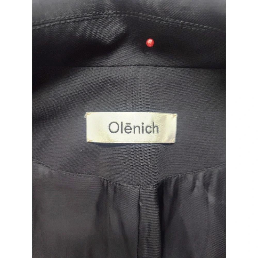 Olenich Black Asymmetrical Single Button Wool Blend Blazer Coat Womens Medium